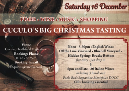 Cuculo's Big Christmas tasting food, wine, music, shopping