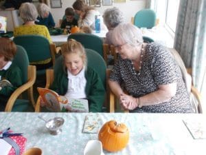 Elderly people with young children