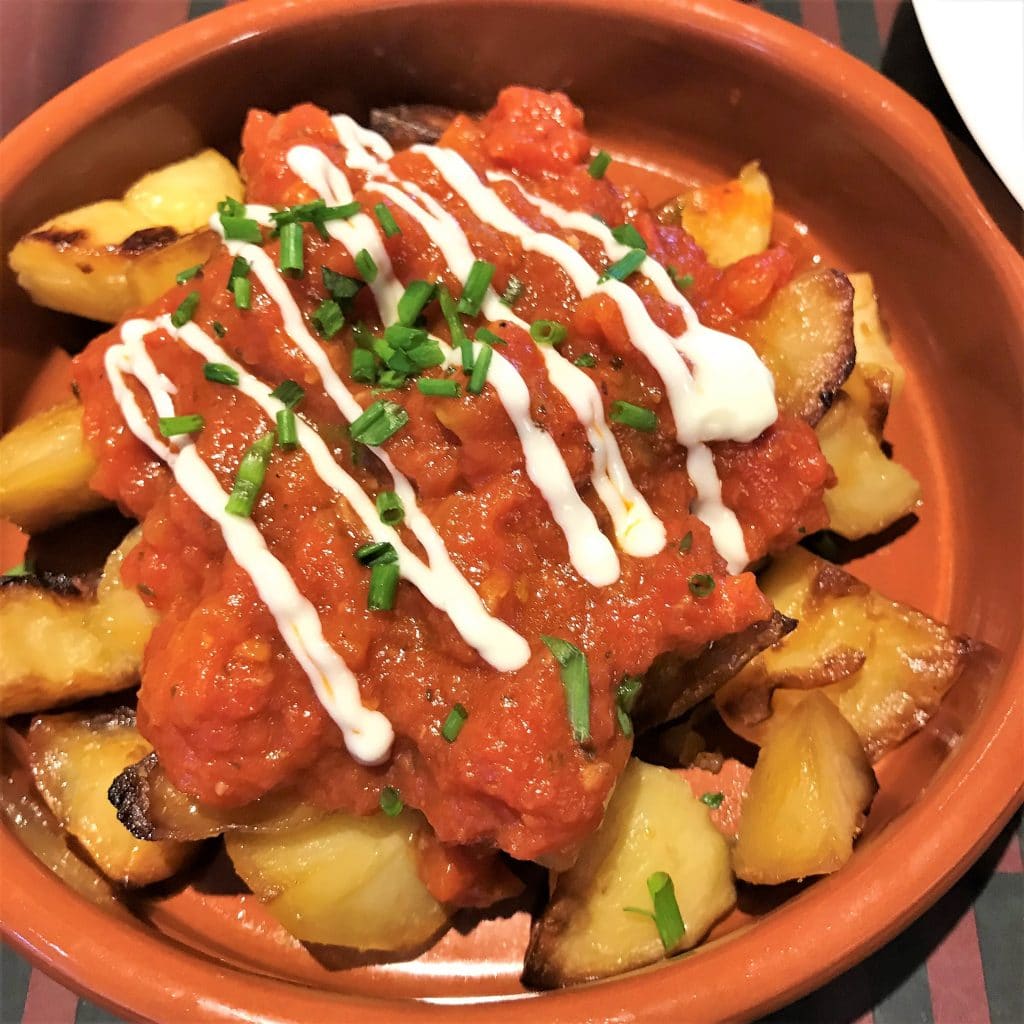 Batatas bravas in a bowl