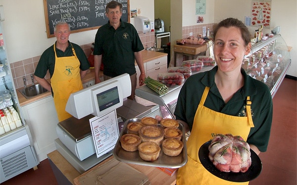 lady holding pies