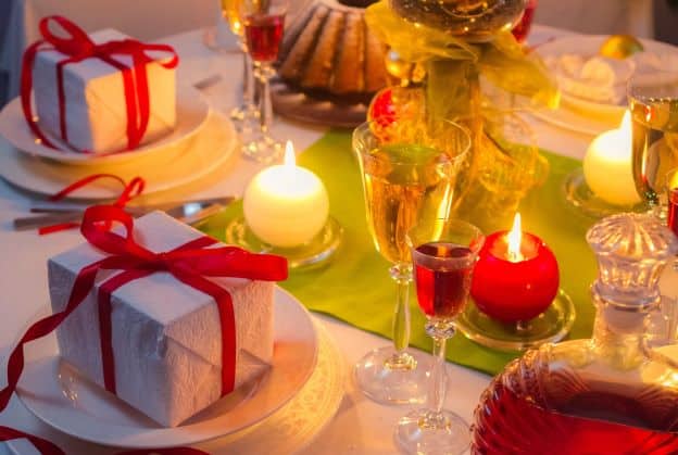 gifts on a Christmas table
