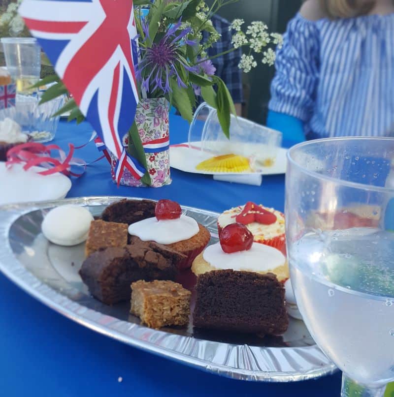 union jack at street party table