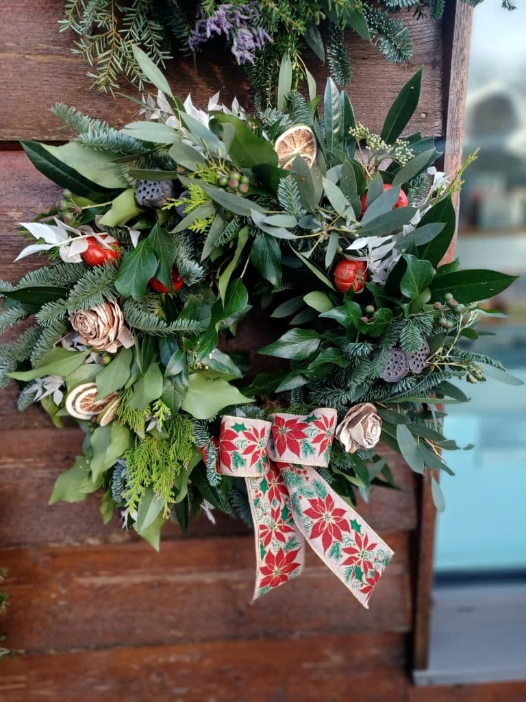 christmas wreath on a door