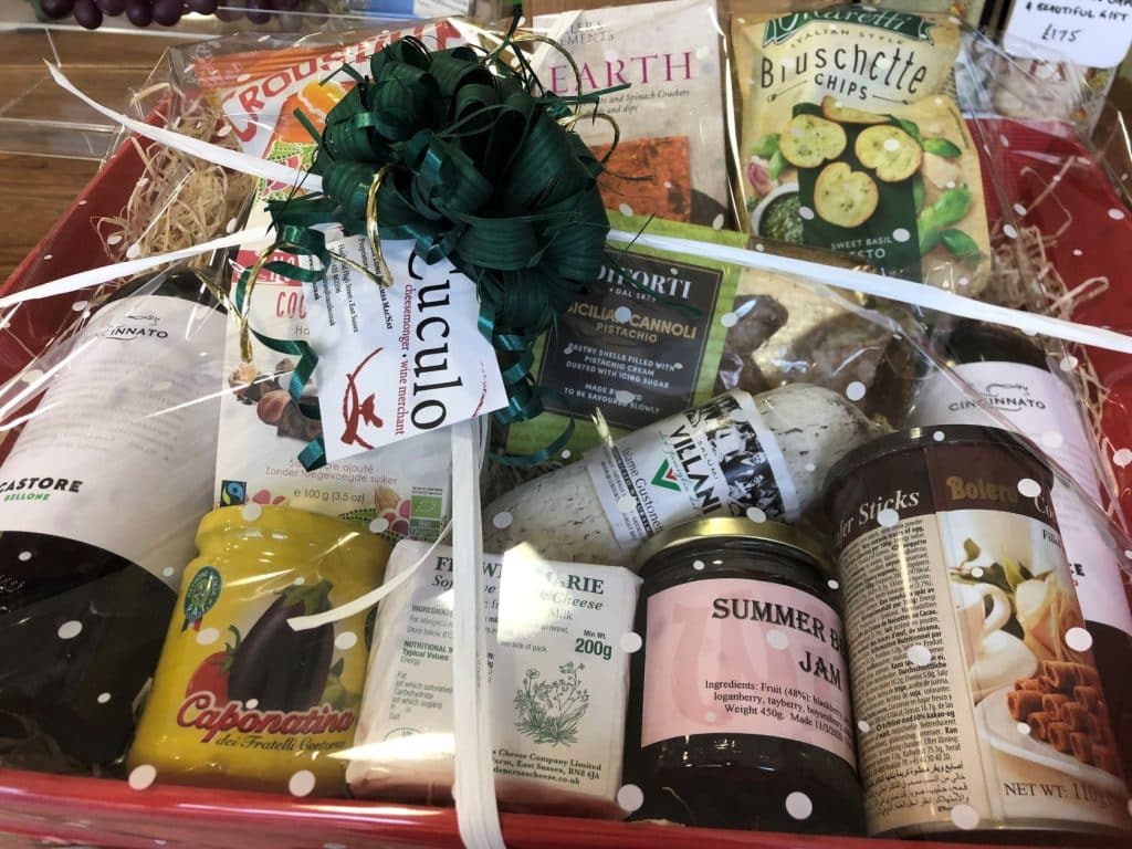 hamper with italian food and drink